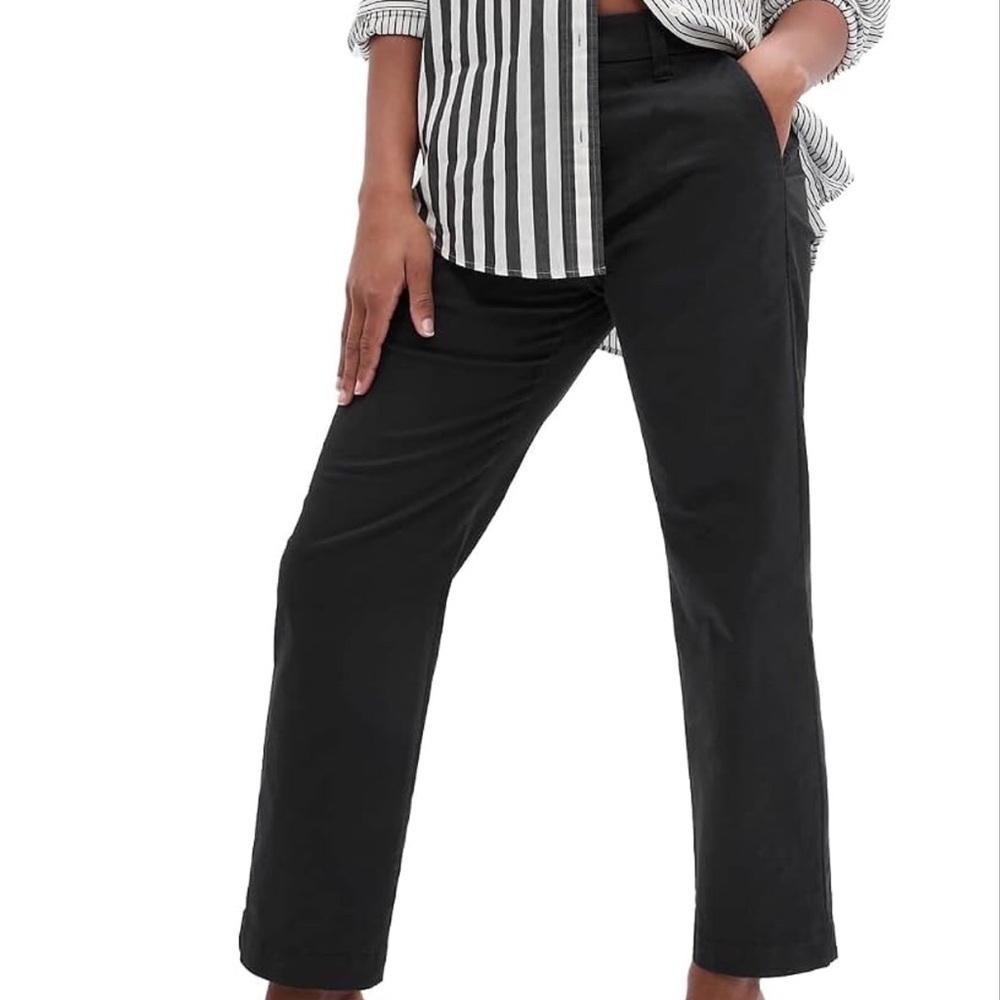 NWT Gap 6 Straight Up Khaki Pant Cropped Pockets Girlfriend Jeans Style Black